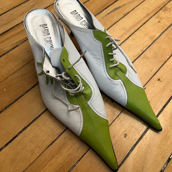 Green Retro Vintage Kitten Heels Size 39 - Picture 2 of 5